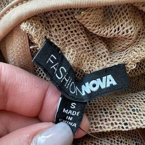 Fashion nova Flirt Envy Embellished Mini Dress Mocha fashion nova new NWT size S - Picture 8 of 9